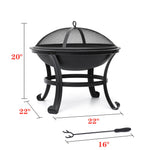 LinkMejor 22 inch Fire Pit for Outside Outdoor Wood Burning Pit Steel Firepit Bowl BBQ Grill for Patio Camping Backyard