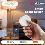 MOES Tuya Zigbe Smart Scene Switch Rotary Button Wireless Remote Control Light RGB Dimmable Adjustable 5 Actions Home Scenarios