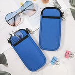 Portable Soft Zipper Glasses Bag with Buckle Lightweight Double Pockets Case can Store Mobile Phones, Headphones, Bank Cards Mini Storage Bag