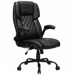 Hoffree Executive Office Chair Big and Tall 450lbs Heavy Duty Desk Chairs with Adjustable Lumbar Support High Back Home Computer Leather Chair with Flip-up Armrests for Heavy People
