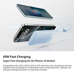 Baseus EnerFill FC11 45W 73Wh 20000mAh Digital Display Power Bank Come with Integrated USB-C&iP Cable External Battery Power Supply with 2 Inputs & 4 Outputs Support UFCS PD3.0 QC3.0 SCP Fast Charging for iPhone 17 17Pro 16 15 14 13 Pro Max