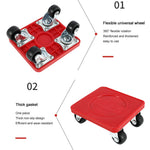 Furniture Lifter Mover Set with Universal Wheel Heavy Duty 400kg Capacity Red Compact Roller Bar Hand Tools for Easy Efficient Moving