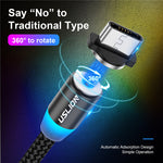 USLION 2.4A USB-A to Type-C Cable Magnetic Charging Nylon Braided Copper Core Line 1M/2M Long for Xiaomi 13 Pro for Huawei Mate 50 for OPPO Reno9 for Honor 80 GT