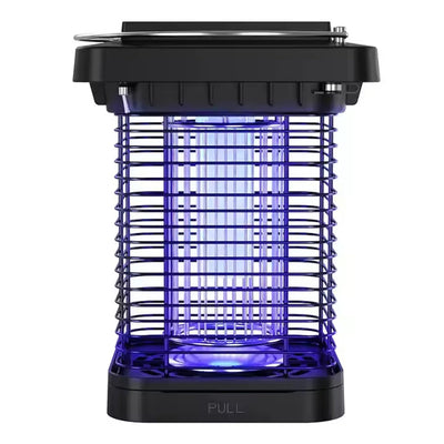 Solar Powered Bug Zapper EM02 Portable Outdoor Mosquito Killer Lamp High Voltage Electric Insect Repellent Stainless Steel IP65 Waterproof LED Light for Courtyard Garden Patio Backyard