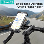 LinkMejor ZJ082 2-in-1 Full Coverage Cycling Phone Holder Shockproof Reinforced Clamp Stand 360° Rotation Single Hand Operation Fits for 4.7-7.2 Inch Phones Universal Bike Motorcycle Mount