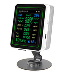 NEW 12 in 1 Air Quality Monitor Formaldehyde Space Contrast Function TVOC CO CO2 PM2.5 PM10 Temperature Humidity LCD Display Rechargeable Precision Sensor Real Time Detection Compact Design ZN-MT14