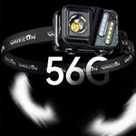 LinkMejor 750 Lumens Rechargeable Lightweight Headlamp with Motion Sensor Running & Helmet Light LED Head Torch 5 Modes for Night Running Fishing Camping Cycling Work