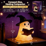 Elfeland USB Powered Little Ghost Night Light Warm LED Halloween Mini Desktop Small Night Lamp for Party Holiday Decoration