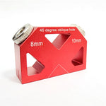 45° Angle Drill Guide Jig Aluminum Alloy Dowel Jig 45° Oblique Hole Drilling Positioner 8mm 10mm Pocket Drilling Hole Locator Precise Woodworking Joint Angle Tool for Angled Dowel Joint