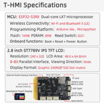 LinkMejor T-HMI ESP32-S3 2.8 inch Resistive Touch Screen Support TF WIFI bluetooth Development Board