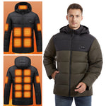 LinkMejor HJ-15G Unisex Cotton-padded Heated Jacket - 15 Heating Areas, USB/DC Charging, Winter Electric Thermal Warm Jacket for Outdoor Hiking Camping
