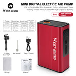 WEST BIKING Mini Electric Bike Pump 4-in-1 Click Valve,  120PSI Portable Air Compressor,  Auto-stop & LED Display, MTB Road Tire Inflation