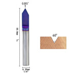 1/4 Inch Shank V Groove CNC Router Bit YK20 Tungsten Carbide 15° 30° 60° Angles for Wood Acrylic Aluminum Engraving Carving Tools