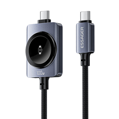LinkMejor ES-X82 5A 100W Type-C to Type-C Cable with Wireless Watch Charger Function Fast Charging Data Transmission Copper Core Line 1M Long for iPhone 17 17 Pro Max 16 15 14 for Huawei Mate XTs for Xiaomi 17pro for OPPO for VIVO