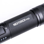 LinkMejor P83 1300LM Strong Light Rechargeable LED Flashlight Red And Blue Glitter Outdoor Tactics Super Bright Portable Security Patrol Torch