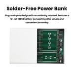 DC UPS 12 Slot 18650 Battery Power Supply Box DIY Power Bank Kit USB 12-24V Adjustable 24W 0.1V Accuracy Optical Modem Router NAS Uninterruptible Power Supply