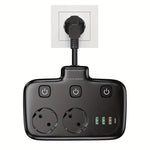 2500W 10A EU Plug Power Strip with 2AC+3USB-A+USB-C Fast Charger Multitap Electrical Wall Socket Extension Cord with On/Off Switch