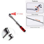 72-Tooth Retractable Ratchet Wrench Set Extensible Handle Carbon Steel Quick Release Spanner 1/4" 3/8" 1/2" Multifunctional Hand Tool