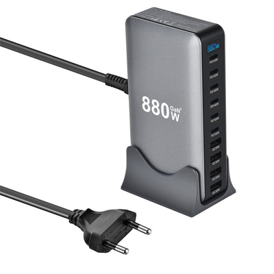 [GaN Tech] Bakeey YMX-880W 880W 10-Port USB PD Charger 4USB-A+6USB-C PD QC Fast Charging Desktop Charging Station EU Plug for iPhone 17 17 Pro 16 15 14 Pro Max for Huawei Mate XTs for SAMSUNG for XIAOMI for OPPO