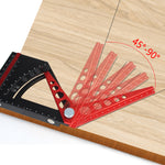 Adjustable Set Square Scriber Aluminum Alloy Movable Angle Protractor Carpentry Measurement Tool for Angle Finding and Line Scribing