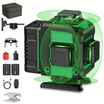 LinkMejor 4D 16 Lines Laser Level with Dual Rechargeable Batteries USB Powered Self-Leveling Multi-Line Cross Leveling Tool Includes Deluxe Fabric Pouch and Wireless Remote Control for Construction and Home Remodeling
