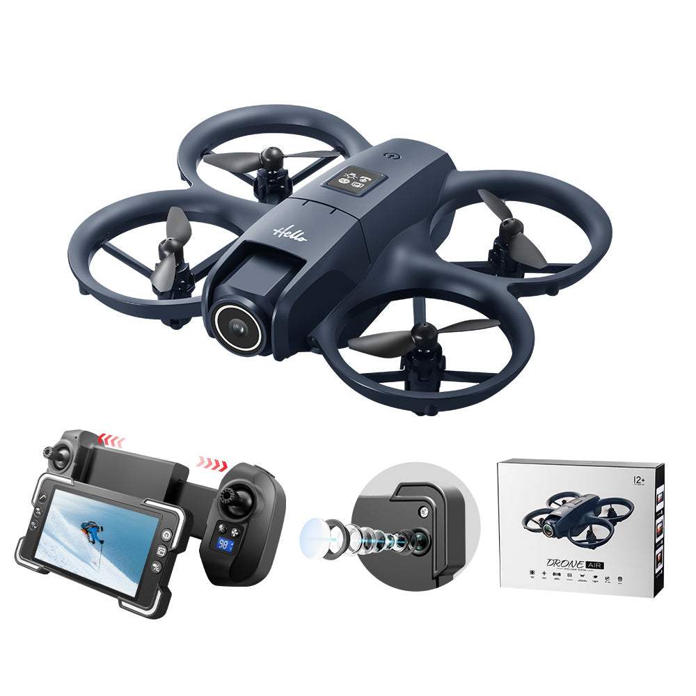 LinkMejor E66 AIR MINI WiFi FPV with 4.3inch Display Dual Camera 180° Electrically Adjustable Optical Flow Hover Automatic Obstacle Avoidance Circle Protection Kids Gifts 2.4G 4CH 6-Axis Remote Control RC Toys Drone Quadcopter RTF