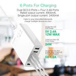 LinkMejor® BW-S15 60W 6-Ports USB Charger Dual QC3.0 Desktop Charging Station Smart Charger EU Plug Adapter