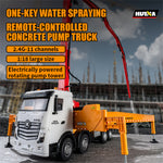HuiNa Toys 1381 RTR 1/18 2.4G 11CH RC Car Alloy Concrete Cement Pump Truck One-Button Water Spray LED Light Sound  Engineering Construction Remote Control Vehicles Models Kids Children's Toy