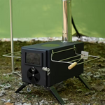 Xmund Winter Wood Burning Stove with 5 Chimneys Portable Camping Outdoor Fire Pit Black Stainless Steel Tent Stove for Cooking & Heating Campfire Cooking