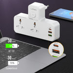LinkMejor SC2311 Power Socket Universal 2 Outlets 20W PD QC3.0 3USB Wall Charger Power Strip Adapter Multiple Plug Expander