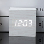Wooden Digital Alarm Clock with Temperature Sound Control Electronic Clocks Desktop LED Bedside Clock