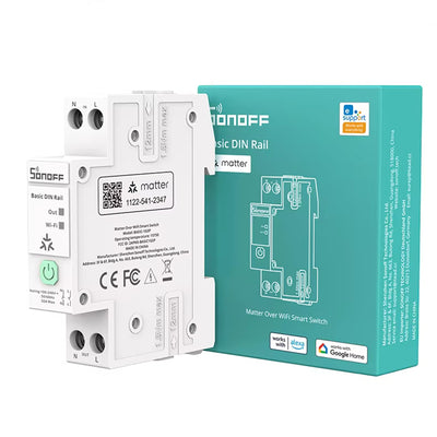 LinkMejor BASIC-1GSP Basic DIN Rail Matter Over WiFi Version Load 32A Energy Electricity Bill Tracking APP & Voice Control Matter Compatible Apple Home