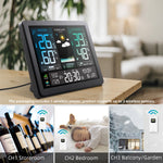 LinkMejor Weather Station Alarm Clock Wireless Indoor Outdoor Thermometer with Atomic Clock Forecast Station with Calendar and Adjustable Backlight