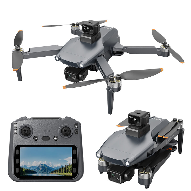 LinkMejor L600-1 PRO MAX GPS 5G WiFi FPV with 5.9inch LCD Screen Controller 4K HD Dual Camera 3-Axis EIS Gimbal 360° Obstacle Avoidance Brushless Foldable RC Drone Quadcopter RTF