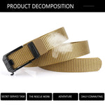 LinkMejor 120cm Men Tactical Belt Quick Release Outdoor Military Metal Belt Soft Wear-resistant Nylon Sports Ratchet Belt