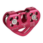 30 kN Zipline Trolley Dual Pulley for 13mm Rope 12mm Cable Aluminum Alloy Climbing Caving Rescue Aloft Work