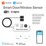 Tuya WiFi/Zigbee Smart Door Window Sensor with 5 Meter Wired Real Time Status Alert Remote Monitor Voice Control USB Powered with Alexa Google Home