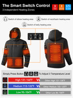 Auxo 6-Zone Men Heated Jacket for Men with 20000mAh Power Bank  - Waterproof Lightweight Warm Electric Heating Coat for Winter Outdoor