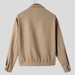LinkMejor Mens Solid Stand Collar Button Front Jacket Casual Fall Winter Outwear Top with Pockets S-5XL