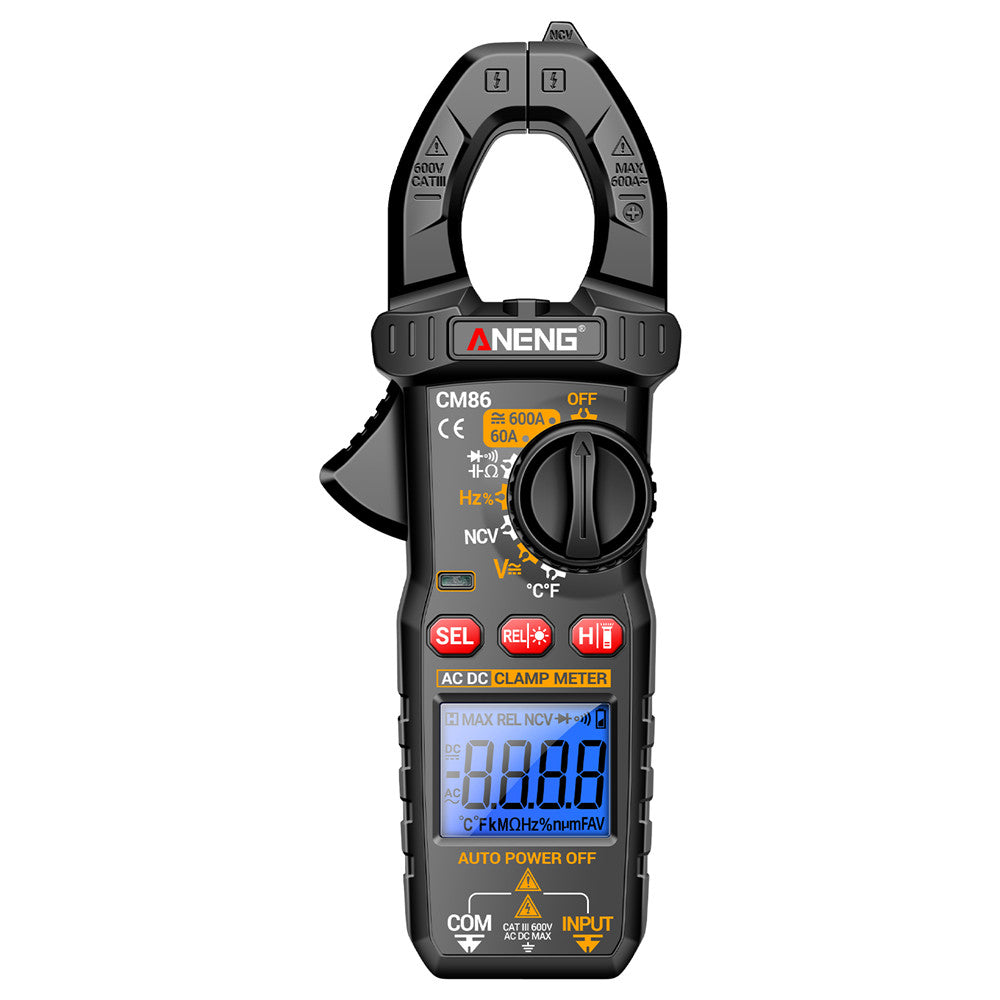 LinkMejor CM86 Clamp Meter 600A AC DC Current Voltage Resistance Capacitance Temperature Digital Multimeter NCV Function Backlit LCD Auto Power Off Handheld Tester