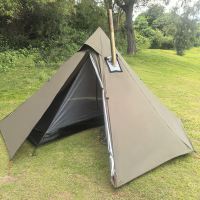Xmund Pyramid Tent 320x320x160cm PU3000 Waterproof Double Layer Stove Jack Mesh Inner For Camping Backpacking Hiking Outdoor Shelter