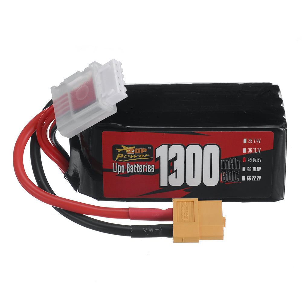 LinkMejor 4S 14.8V 1300mAh 60C 19.24Wh LiPo Battery XT60 Plug for RC Drone
