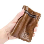 LinkMejor Men's Genuine Leather RFID Wallet Short Trifold Design Hasp Zipper Closure Card Holder Coin Pocket Money Purse