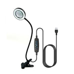 5X LED Magnifying Lamp Clip-On with USB Magnifier Adjustable Brightness and Color Temperature for Reading Beauty Crafts