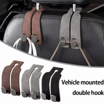 Multi-function Car Seat Back Double Hook Flip Fur Leather Mobile Phone Holder Metal Hook Premium Suede Rear Seat Hanging Dual Hook 20KG Large Load-Bearing Alloy Hook Hanger