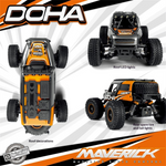 LinkMejor Racing Maverick DOHA 150700 RTR 1/20 2.4G 4WD RC Car Desert Off Road Truck LED Light Aluminum Chassis Metal Drive Shaft Electric Remote Control Mini Vehicles Models Toys