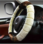 Car Steering Wheel Cover  Winter Warm Fluffy Plush Short Plush Universal 15-Inch Cute Cartoon Ear Shape Car Steering Wheel Protective Cover