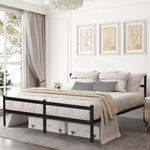 Lusimo King Bed Frame with Headboard 14 Inch Platform Bed Frame No Box Spring Needed Metal King Size Bed Frame with Storage  Heavy Duty Steel Slat and Anti-Slip Support Easy Quick Lock Assembly