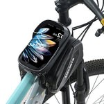 LinkMejor Bicycle Front Frame Separable Organizer Bag Waterproof Touch Screen Cycling Bag Triple Hoop Loop Fastening Bike Tube Bag for MTB Road