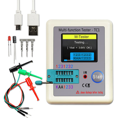 LCR-TC1 Multifunction Transistor Tester Full Color LCD Screen Automatic Component Infrared Decoder Rechargeable Portable Electronics Testing